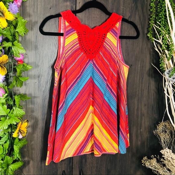 .🌸5/$25🌸Energie Stripped Sleeveless Blouse Large - Picture 10 of 12